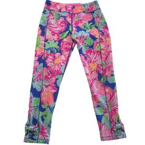 Lilly Pulitzer Luxletic Leggings Girls Large 8-10 Floral Activewear Bow Yoga